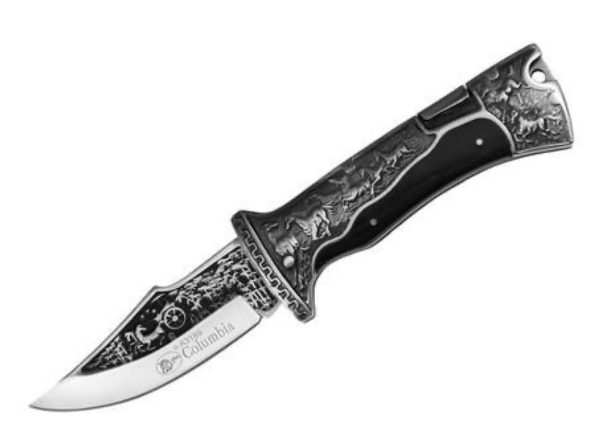 IMG_1029 Couteau de Poche Viking Pliant d'Extérieur Gravé noir ou marron