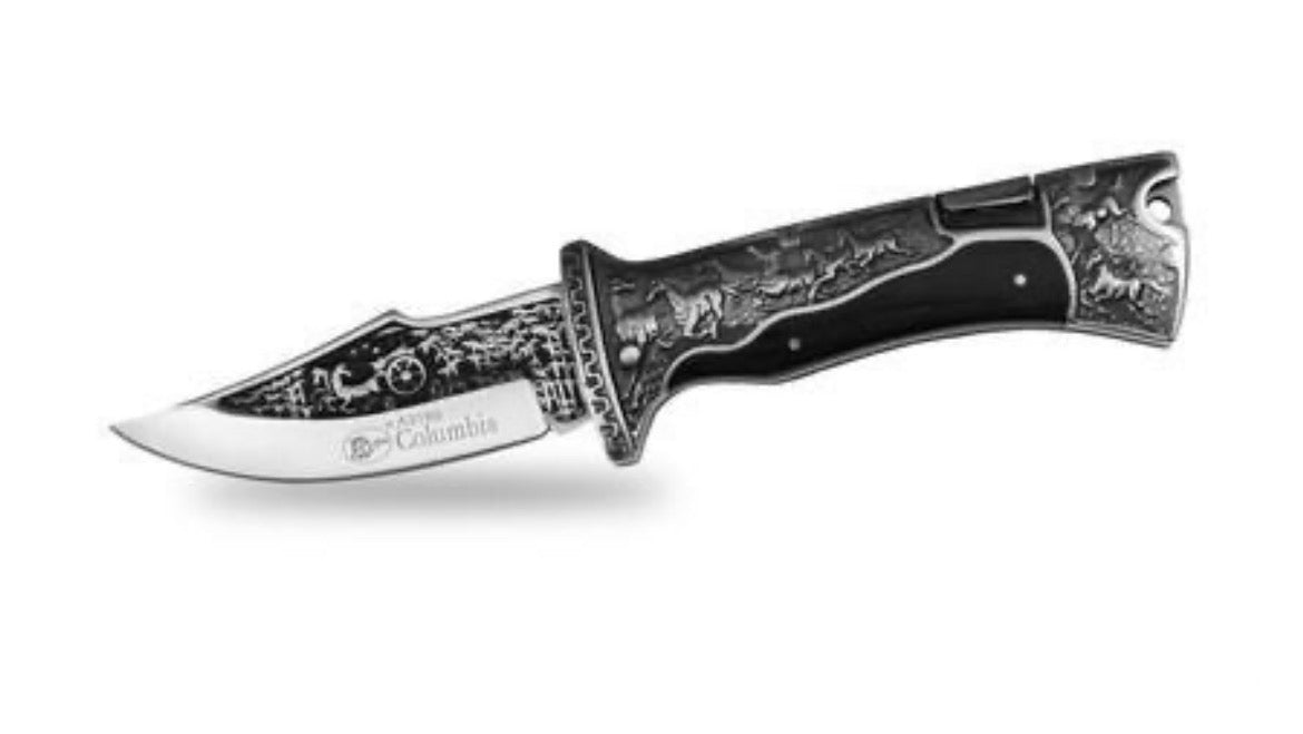 IMG_1030 Couteau de Poche Viking Pliant d'Extérieur Gravé noir ou marron