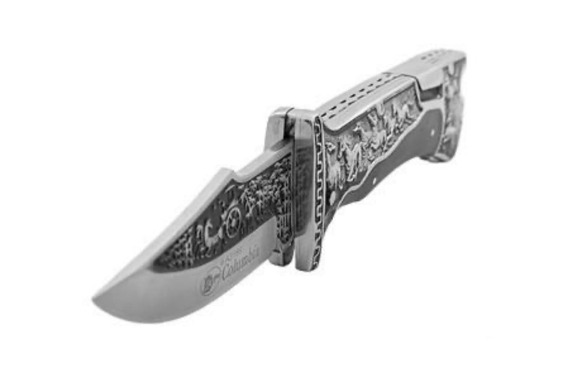 IMG_1032 Couteau de Poche Viking Pliant d'Extérieur Gravé noir ou marron