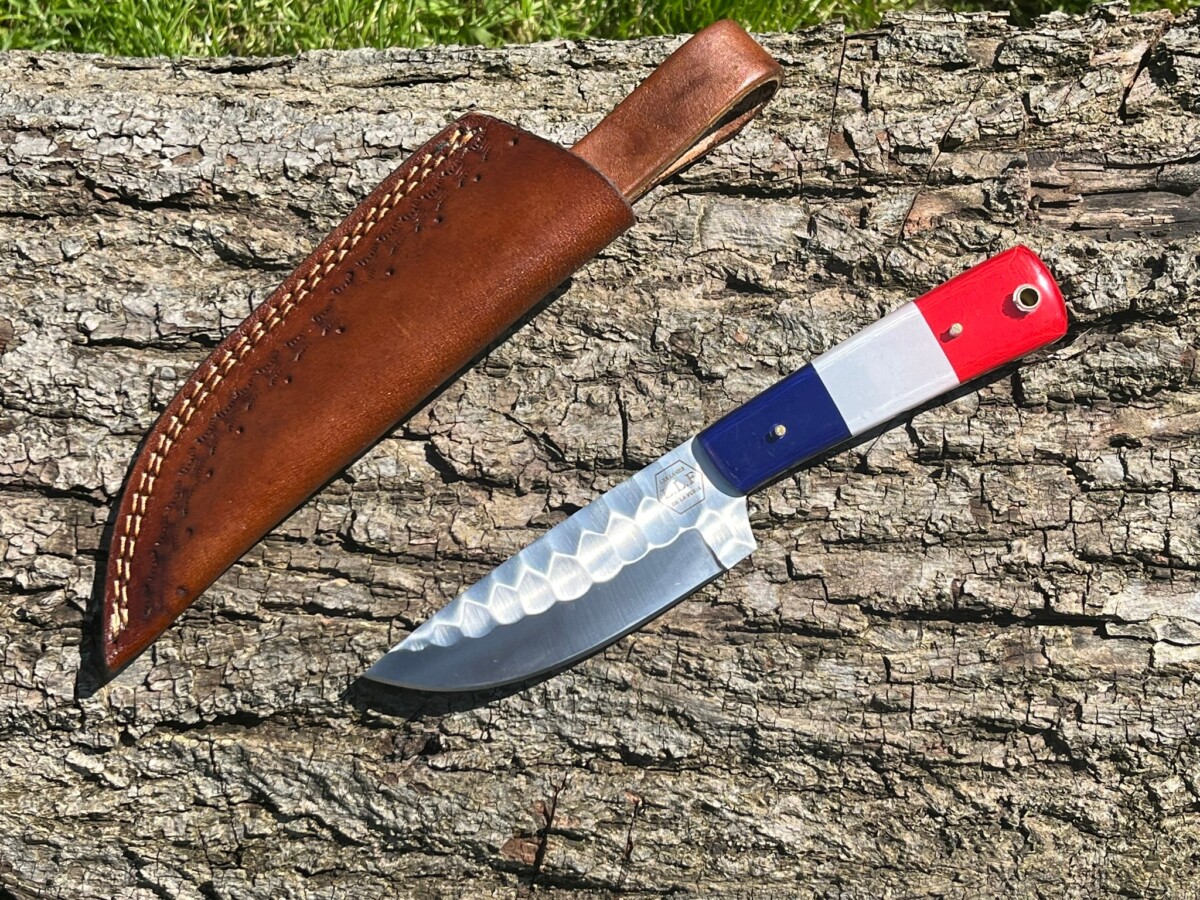 couteau forge LLF serie dragon 23 cm edition patriote lame acier 1095 etui cuir