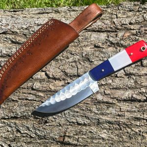 couteau forge LLF serie dragon 23 cm edition patriote lame acier 1095 etui cuir