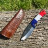 couteau bushcraft LLF 24,5cm acier D2 édition patriote full tang étui cuir vue principale