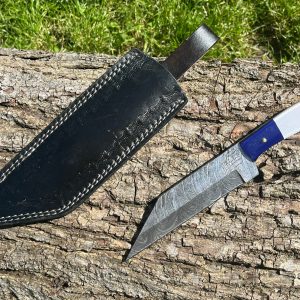couteau scramasaxe damas forge LLF 25 cm edition patriote lame epaisse etui cuir