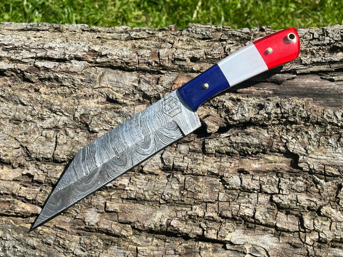 IMG_1534 Couteau SCRAMASAXE damas forgé LLF 25cm édition patriote