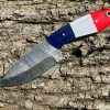 couteau à dépecer bushcraft damas forgé LLF 20 cm édition patriote
