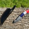 couteau damas forge LLF 21 cm depecage crochet edition patriote lame epaisse etui cuir