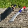 IMG_1559 couteau machette damas forge LLF 33 cm edition patriote bushcraft debroussaillage lame epaisse etui cuir
