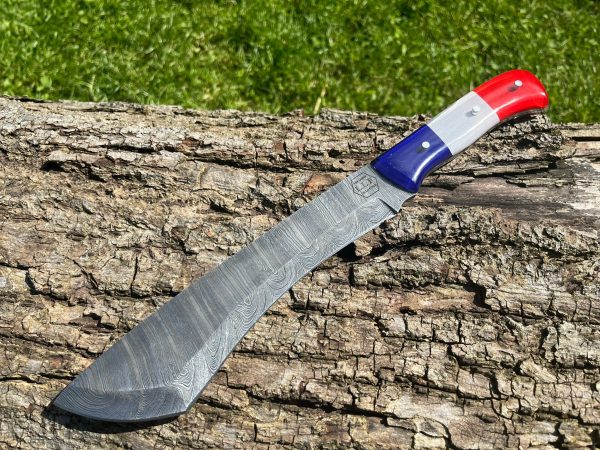 IMG_1560 Couteau machette de battue damas forgé LLF 33cm édition patriote