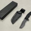 Couteau tracker APEX bushcraft noir + firesteel étui kydex