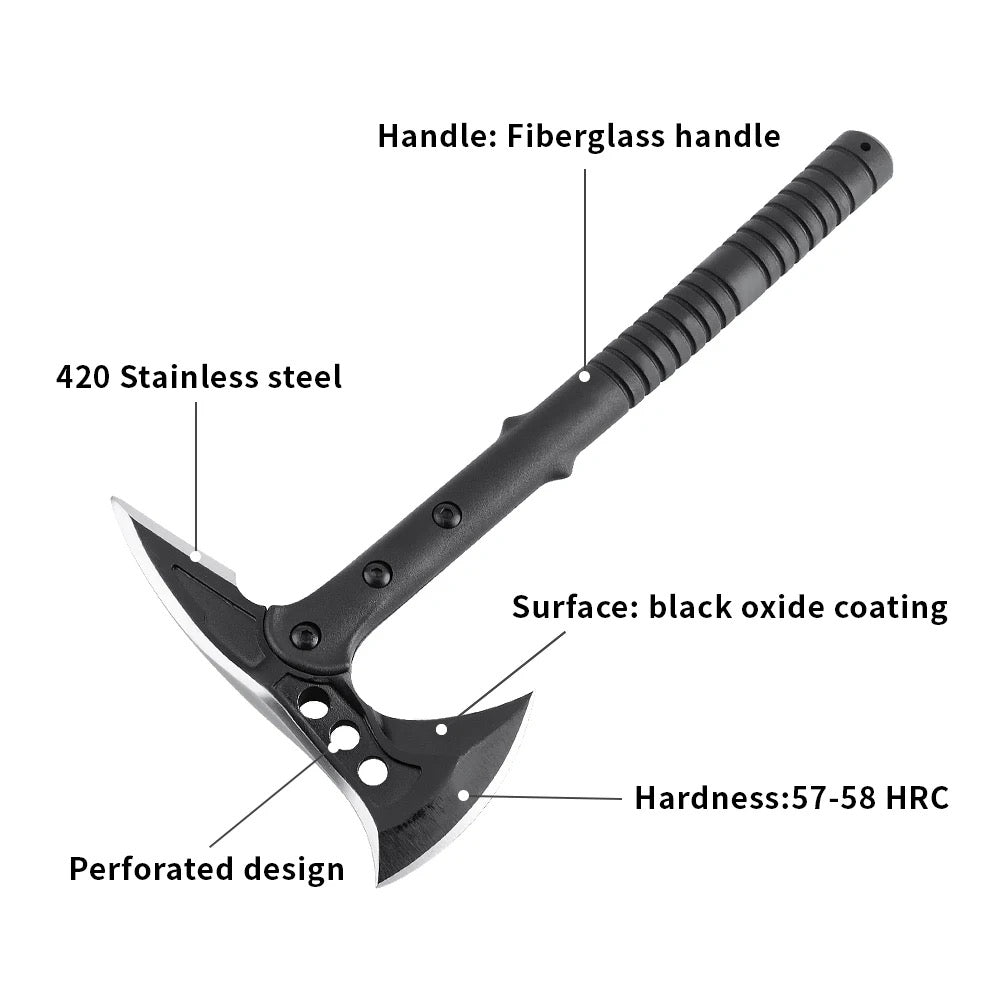 IMG_2113 hache de survie avec piolet 40 cm acier 440 manche fibre verre etui cordura