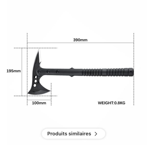 IMG_2115 hache de survie avec piolet 40 cm acier 440 manche fibre verre etui cordura