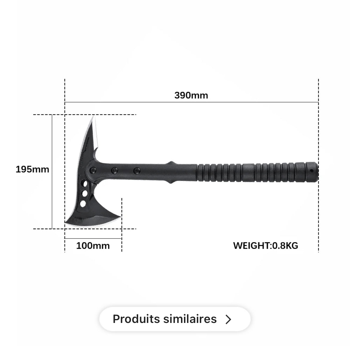 IMG_2115 hache de survie avec piolet 40 cm acier 440 manche fibre verre etui cordura