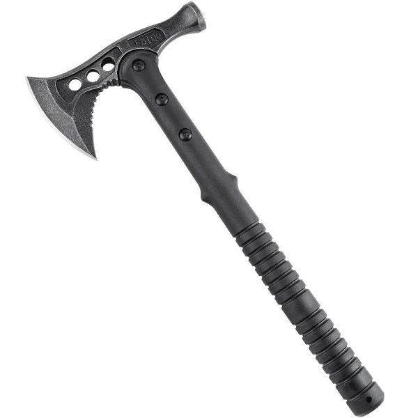 hache de survie avec marteau 40 cm acier 440 stonewash manche fibre verre etui cordura