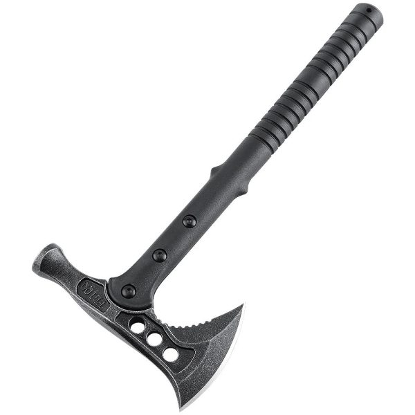 hache de survie avec marteau 40 cm acier 440 stonewash manche fibre verre etui cordura