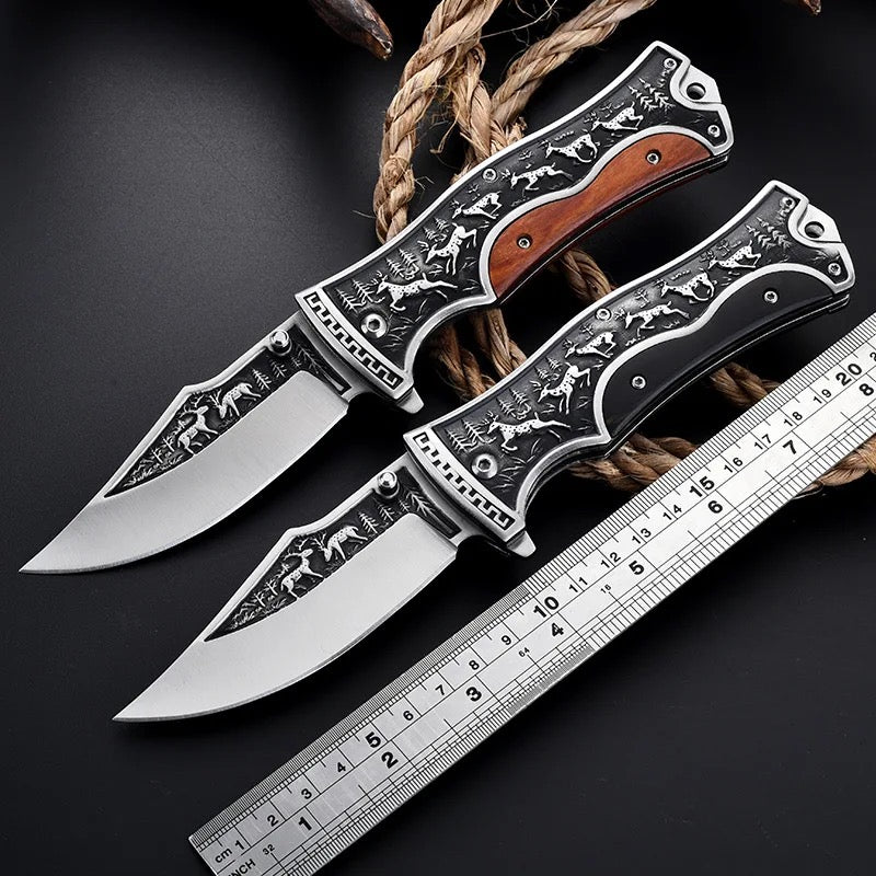 couteau de poche Viking pliant acier 440 gravé vue principale