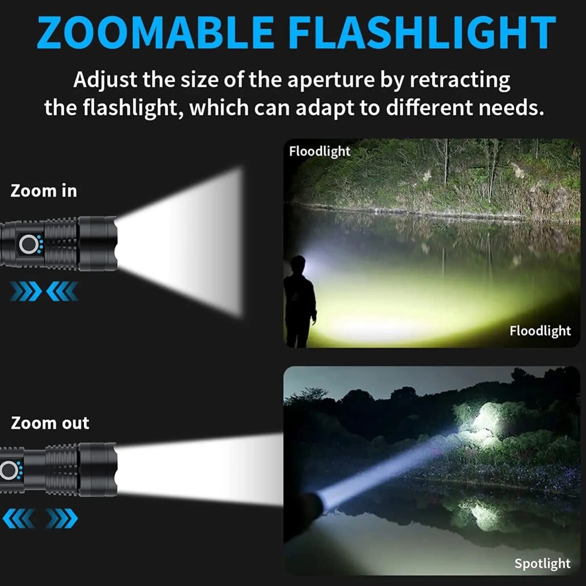 IMG_2169 Lampe torche tactique LED XHP70.2 5000 lumens rechargeable zoom IP67