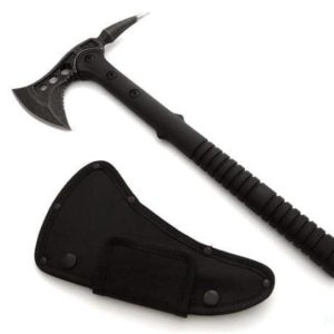 hache de survie avec pieu 40 cm acier 440 stonewash manche fibre verre etui cordura