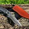 couteau ultra robuste pierre lavée acier D2 full tang manche G10 étui cuir LLF vue principale