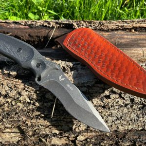couteau ultra robuste pierre lavée acier D2 full tang manche G10 étui cuir LLF vue principale