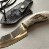 IMG_3583 couteau depece forge LLF 16 cm acier X46Cr13 manche bois de cerf full tang etui cuir serie chasse
