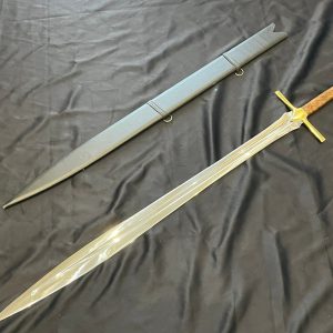 epee deux mains PRESTIGE LLF 121 cm acier X46Cr13 fourreau bois cuir