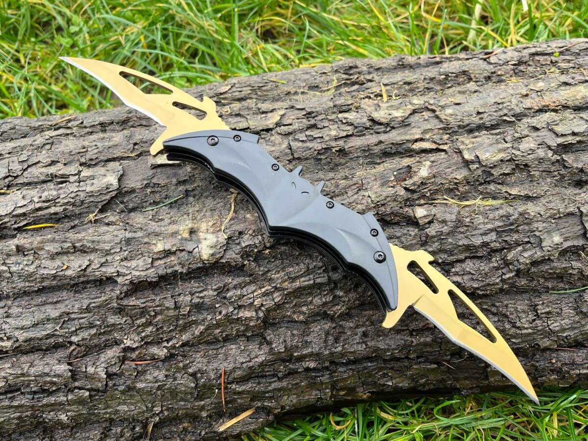 IMG_4171 couteau ouverture assistée double lame 30 cm acier 440 manche G10 style batarang