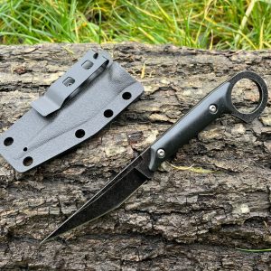 couteau karambit noir 19 cm full tang acier 440 manche G10 etui kydex