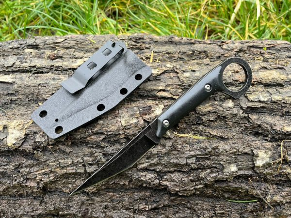 IMG_4226 couteau karambit noir 19 cm full tang acier 440 manche G10 etui kydex