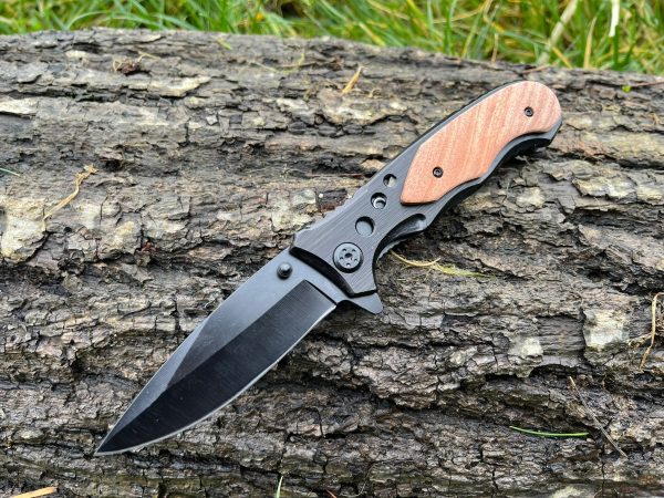 IMG_4256 Couteau EDC Asymétrique – Bois d’Olivier & Acier - 20 cm