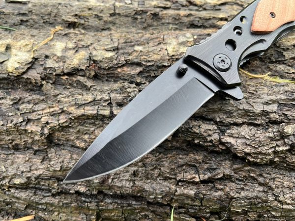 IMG_4257 Couteau EDC Asymétrique – Bois d’Olivier & Acier - 20 cm