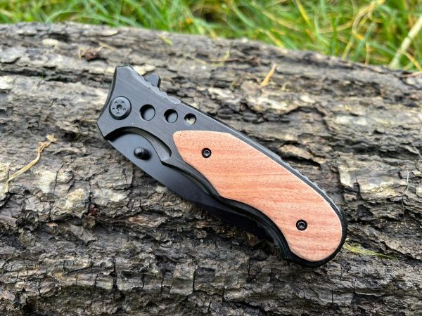IMG_4261 Couteau EDC Asymétrique – Bois d’Olivier & Acier - 20 cm