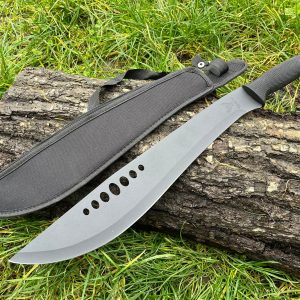 machette bolo 51 cm full tang lame 38 cm acier revetement noir graphite etui sangle OXHEAD