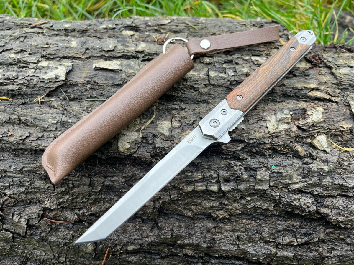 Couteau à Ouverture Assistée acier M390 Type Stiletto bois de rose- Lame Tanto