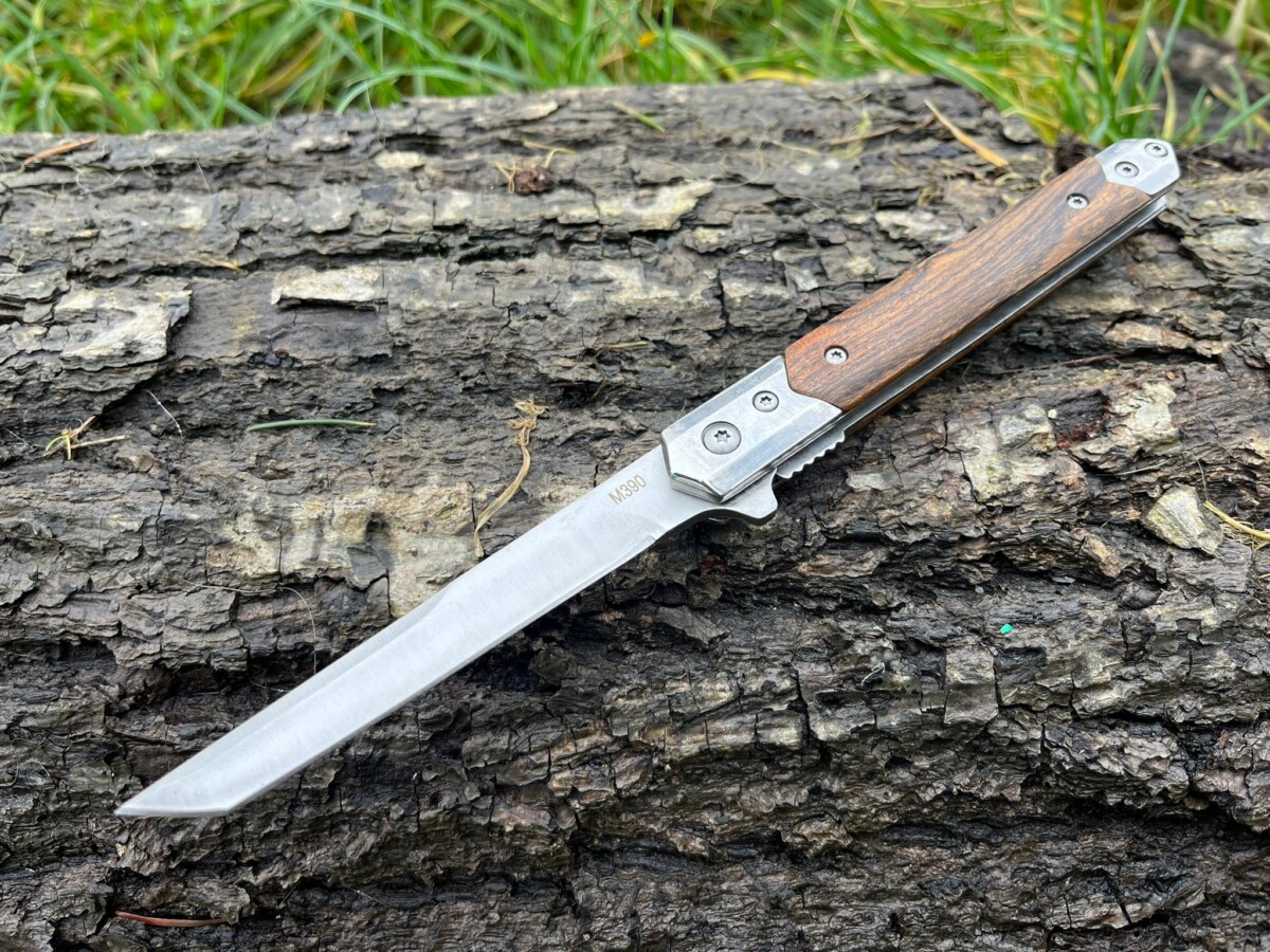 Couteau à Ouverture Assistée acier M390 Type Stiletto bois de rose- Lame Tanto