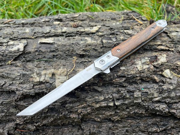 Couteau à Ouverture Assistée acier M390 Type Stiletto bois de rose- Lame Tanto