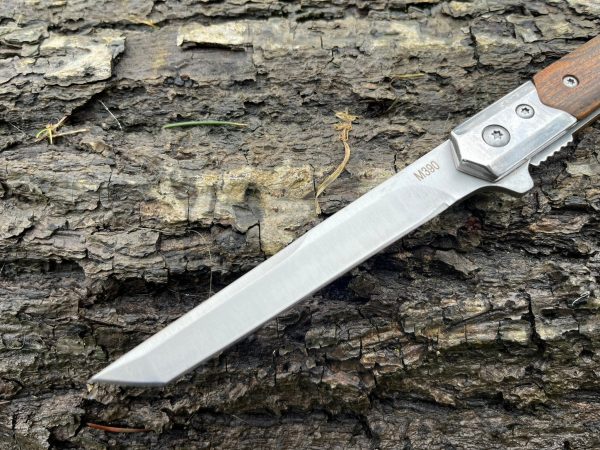 Couteau à Ouverture Assistée acier M390 Type Stiletto bois de rose- Lame Tanto