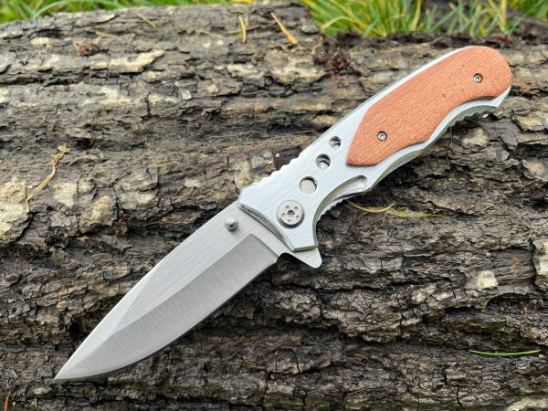 IMG_4322 Couteau EDC Asymétrique – Bois d’Olivier & Acier - 20 cm