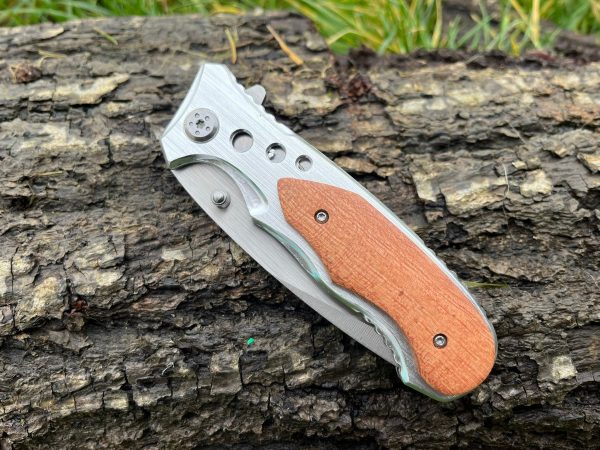 IMG_4327 Couteau EDC Asymétrique – Bois d’Olivier & Acier - 20 cm