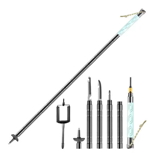 baton de randonnée multifonction survie modulaire avec allume feu vue principale
