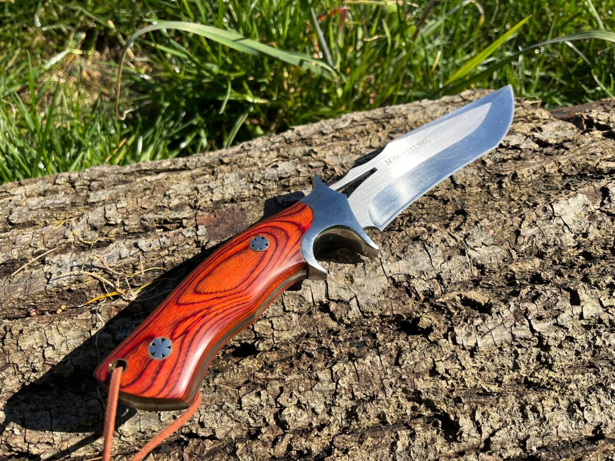 Couteau Bowie Double Grip M390 – Bois de Rose & Étui Cuir