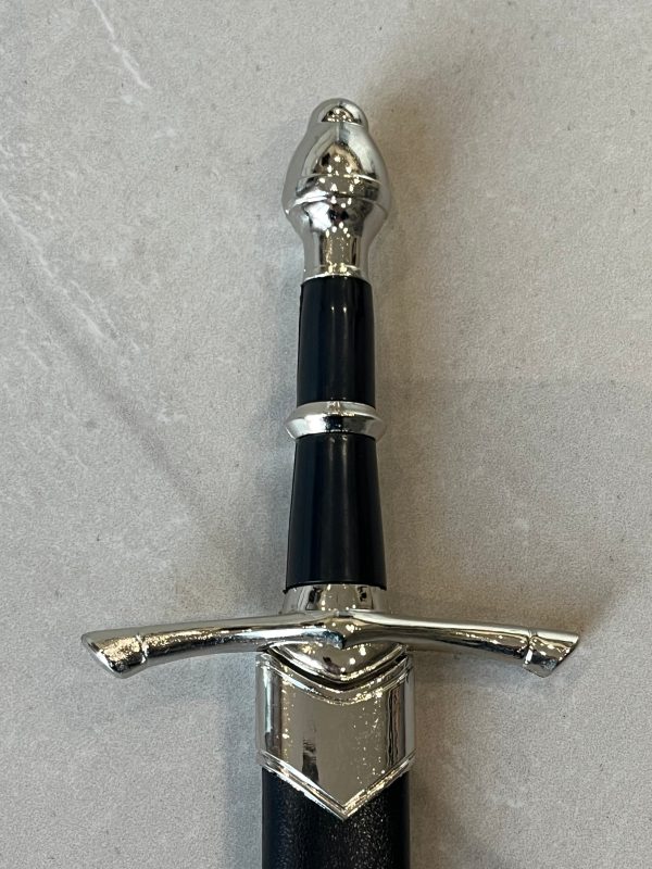 Épée miniature décorative - Finition argent & poignée noire - 30 cm