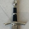 Épée miniature décorative - Finition argent & poignée noire - 30 cm