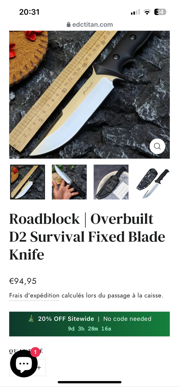IMG_6110 Couteau fixe Roadblock – D2 – 28,5 cm