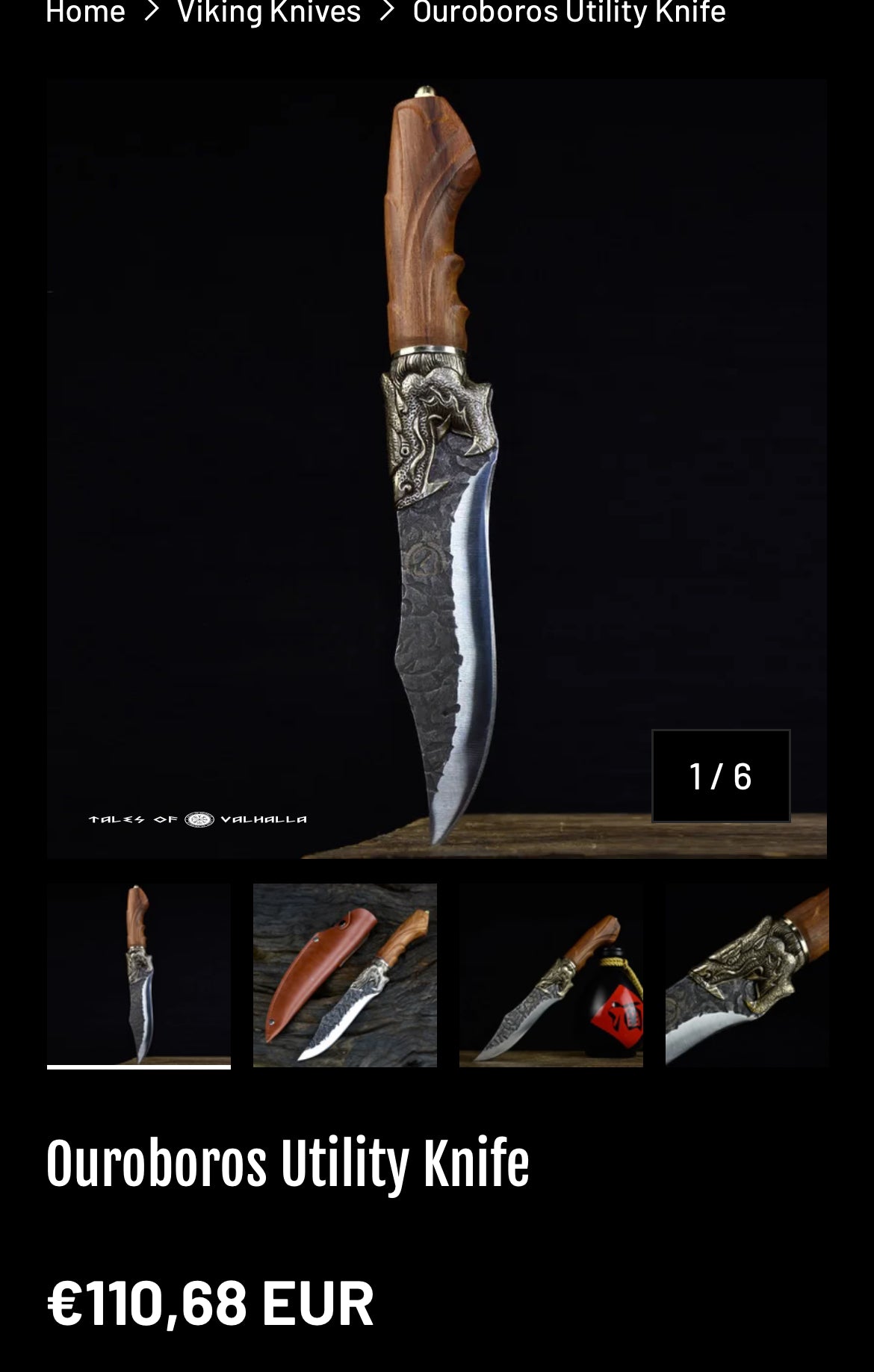 Couteau Viking Jörmungandr fait à la main