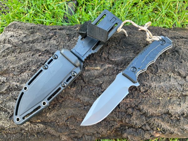 Couteau fixe D2 – Étui Kydex – Manche ergonomique fibre de verre