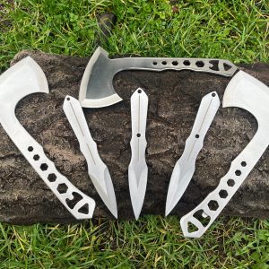 Set de lancer – couteaux & hachettes acier 4mm d'épaisseur