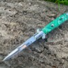 Couteau stiletto automatique - vert jade - lame de 10cm