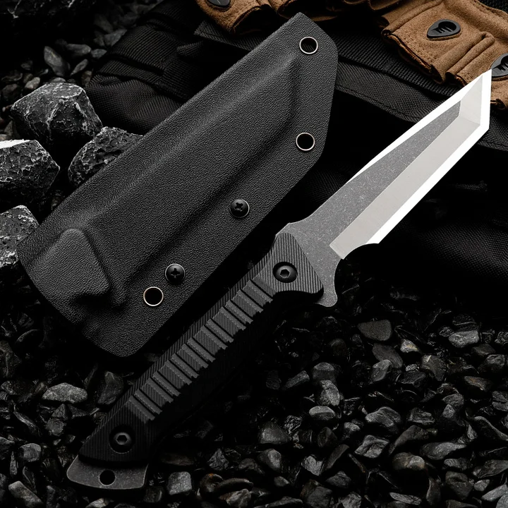 couteau tactique PREDATOR lame tanto full tang acier AISI 420 manche G10 étui kydex LLF vue principale