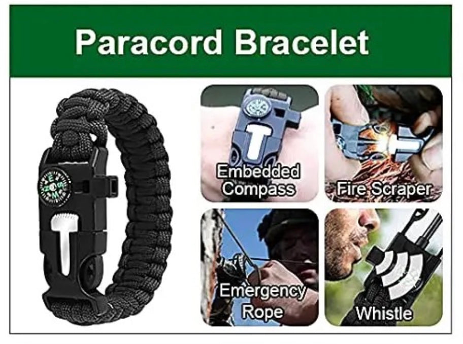 bracelet de survie paracorde fire steel boussole sifflet vue principale