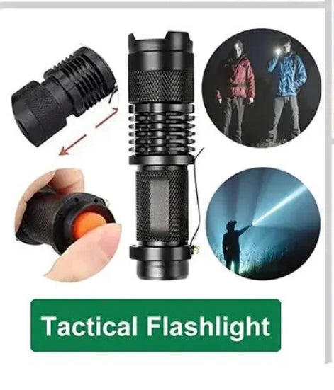 lampe tactique de poche aluminium faisceau réglable 3 modes AA vue principale